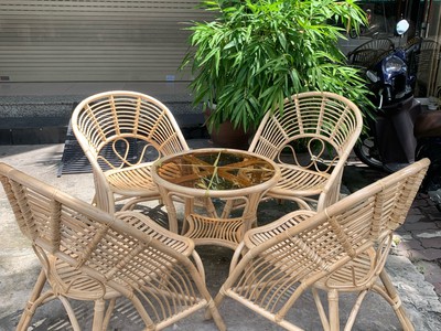 Bàn ghế mây uống trà 1