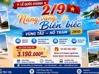 Lễ Quốc Khánh 2/9 - Vũng Tàu - Hồ Tràm - 2N1Đ 0