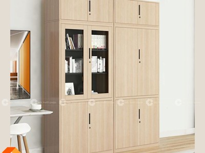 Tủ Hồ Sơ MDF Cánh Kính Gỗ Sáng Đa Năng 2