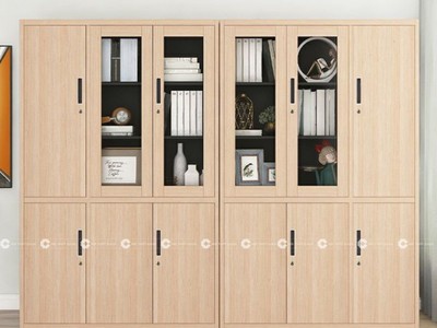 Tủ Hồ Sơ MDF Cánh Kính Gỗ Sáng Đa Năng 1