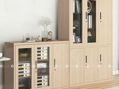 Tủ Hồ Sơ MDF Cánh Kính Gỗ Sáng Đa Năng 0