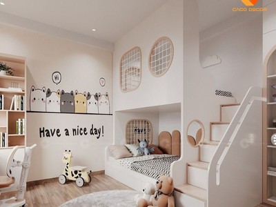 Giường Tầng Gỗ Công Nghiệp Hiện Đại Cho Bé 0