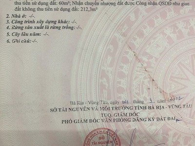 Chính chủ bán gấp đất thổ cư 272.3 m2 sẵn sổ riêng đường rộng 8m- tại đất đỏ, brvt 2