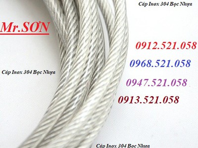 Gọi luôn 0968521058 bán dây cáp Inox 304 bọc nhựa,cáp cột cờ,cáp cầu thang, tay quay ròng rọc cột cờ 0