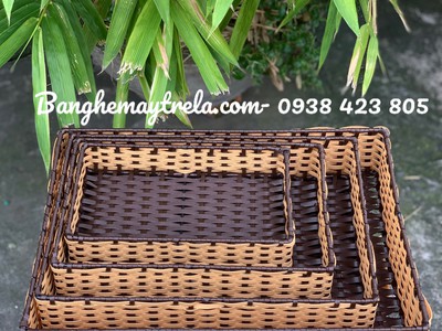 Khay mây nhựa chữ nhật 1