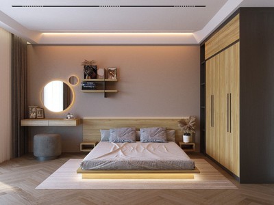Combo Phòng Ngủ Gỗ MDF Kiểu Nhật Gọn Đẹp, Tiện Nghi 1