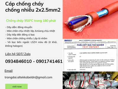 Cáp chống cháy chống nhiễu 2x2.5 E GFT Altek Kabel chính hãng 1