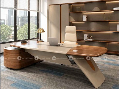 Bàn Giám Đốc Gỗ Tự Nhiên Chữ L Sang Trọng, Hiện Đại 2