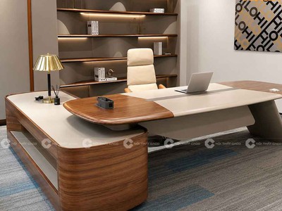 Bàn Giám Đốc Gỗ Tự Nhiên Chữ L Sang Trọng, Hiện Đại 1