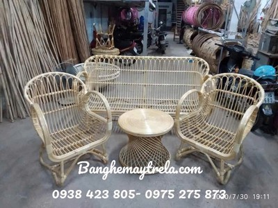 Sofa mây tự nhiên tay cuộn 2