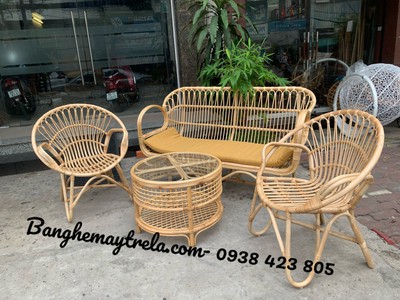 Sofa mây tự nhiên tay cuộn 3