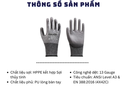 Găng Tay Chống Cắt GMG HPPE A3 H5101 0