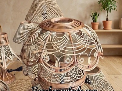 Đèn ngủ để bàn mây tre 3