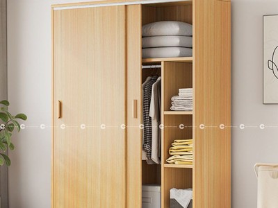 Tủ Quần Áo Cửa Lùa Phối Trắng Vân Gỗ MDF Hiện Đại 1