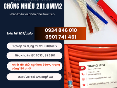 Cáp chống cháy chống nhiễu 2x1.0 E GFT Altek Kabel 0