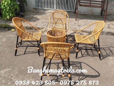 Bàn ghế ban công giả mây 0