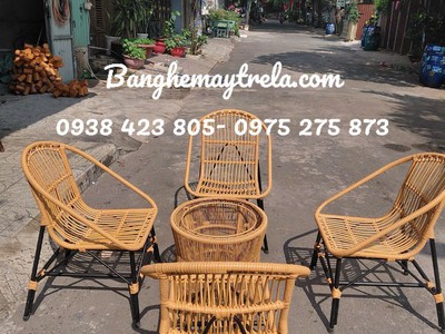 Bàn ghế ban công giả mây 2