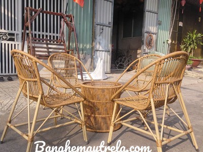 Bàn ghế ban công giả mây 3