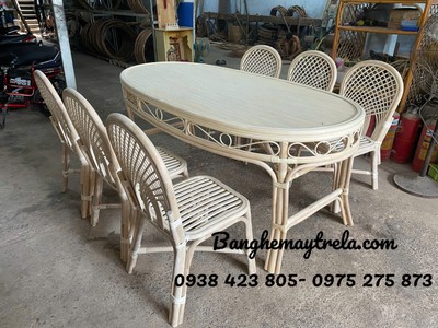 Bộ bàn ghế ăn mây tre 3