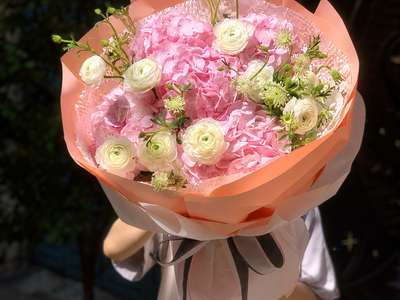 Bó Hoa Hồng Sáp Mix Cẩm Tú Cầu Tone Hồng Pastel 0