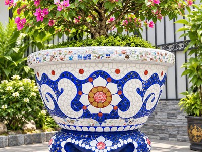 Chậu hoa   chậu cảnh   chậu hoa dán miễng , ghép sành sứ   chậu to 1
