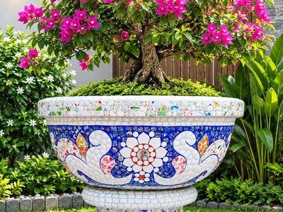Chậu hoa   chậu cảnh   chậu hoa dán miễng , ghép sành sứ   chậu to 2