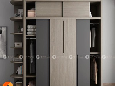 Tủ Quần Áo Cánh Lùa MDF Có Kệ Trang Trí Hiện Đại 0