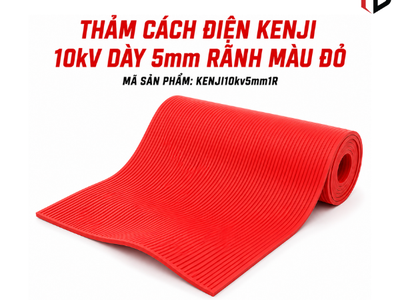 Thảm Cách Điện Kenji 10kv Dày 5mm Rãnh Màu Đỏ 0