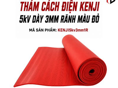 Thảm Cách Điện Kenji 5kv Dày 3mm Rãnh Màu Đỏ 0