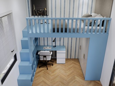 Giường Tầng Gỗ MDF Tích Hợp Bàn Học Giải Pháp Tối Ưu Không Gian Cho Bé 2