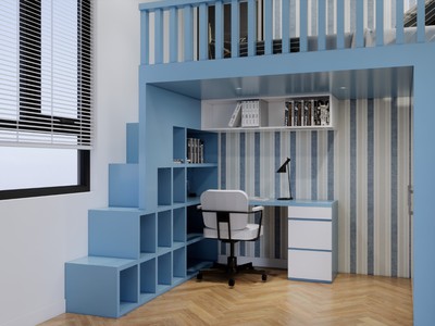 Giường Tầng Gỗ MDF Tích Hợp Bàn Học Giải Pháp Tối Ưu Không Gian Cho Bé 1
