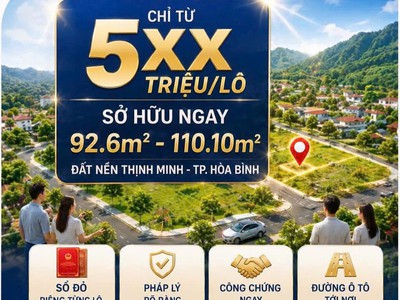 Bán đất đối diện trường Mầm Non Hợp Thành - TP Hòa Bình - 2 mặt tiền 110m2  5xx 3