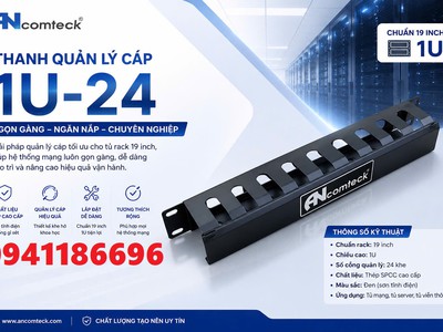 Sẵn kho Patch panel 16 cổng Cat6 UTP mã ACT-16S1U, ACT-JK28-C6-US chính hãng ANCOMTECK 9