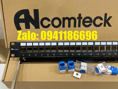 Sẵn kho Patch panel 16 cổng Cat6 UTP mã ACT-16S1U, ACT-JK28-C6-US chính hãng ANCOMTECK 1