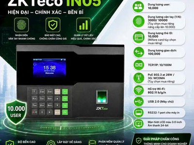 Máy chấm công vân tay ZKTeco IN05 0