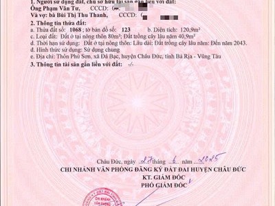 Bán 2 lô đất đẹp phú sơn, đá bạc, châu đức 3