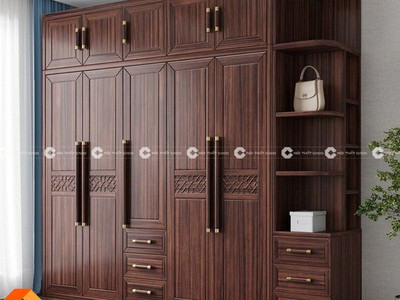 Tủ Quần Áo Gỗ Óc Chó Kiểu Cổ Điển Sang Trọng 0