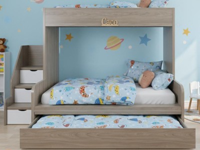 Giường 3 Tầng Gỗ MDF Hiện Đại, Đa Năng Cho Phòng Bé 2
