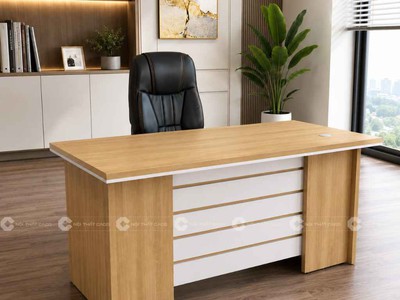 Bàn Giám Đốc Gỗ Công Nghiệp Thiết Kế Hiện Đại, Gọn Gàng 1
