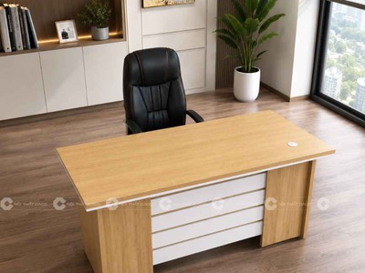 Bàn Giám Đốc Gỗ Công Nghiệp Thiết Kế Hiện Đại, Gọn Gàng 0