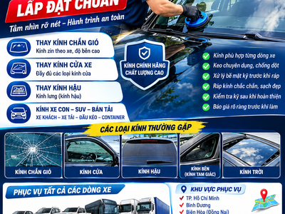 Kính xe xịn, chất lượng, lắp đặt chuẩn 0