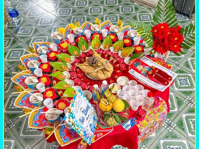 Tone Đỏ Rực Rỡ Mâm Cúng Đầy Tháng Đầy Ý Nghĩa 5