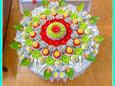 Tone Đỏ Rực Rỡ Mâm Cúng Đầy Tháng Đầy Ý Nghĩa 6