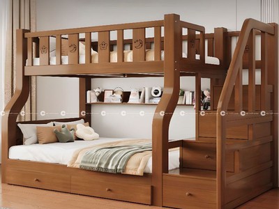 Giường Tầng Gỗ Tự Nhiên Tích Hợp Tủ Tiện Lợi Tối Ưu Diện Tích Cho Bé 2