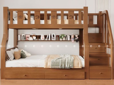 Giường Tầng Gỗ Tự Nhiên Tích Hợp Tủ Tiện Lợi Tối Ưu Diện Tích Cho Bé 1