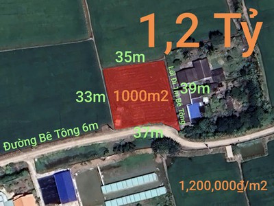 Bán lô đất lúa chuyển thổ đường bê tông 6m giá 1,2tỷ 0