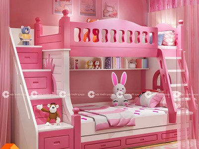 Giường Tầng Gỗ Tự Nhiên Tích Hợp Tủ Tiện Lợi Cho Bé 2