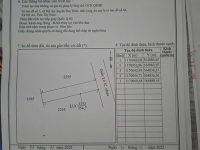 Bán đất mặt tiền QL62 Long An  cũ  TDT 666.9m2 2