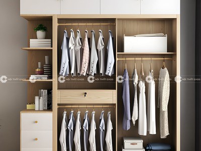 Tủ Quần Áo 2 Cánh Lùa Kết Hợp Kệ Trang Trí Tiện Lợi Cho Nhà Nhỏ 1