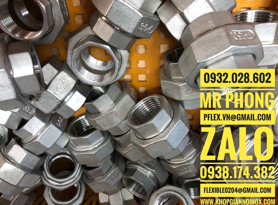 Rắc co DN15 -Rắc co inox 304 phi 34 -Rắc co inox DN50- Măng xông inox ...